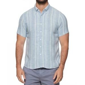 NEW FLAGS & ANTHEM oceanside linen blend shirt in light grey